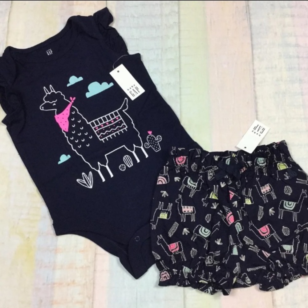 Gap Girls 0 3 6 12 M Llama Shorts Outfit